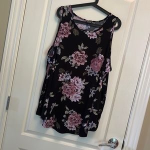 Floral Sleeveless Top - Black and Pink